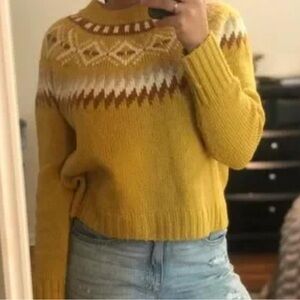 American Eagles Fair Mustard Yellow Isle Women’s Long Sleeve Sweater Size Small